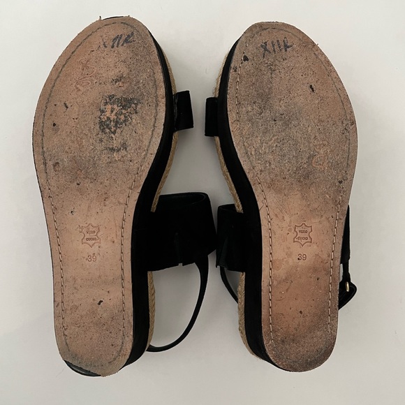 Black suede sling back platform with jute trim - Picture 7 of 12